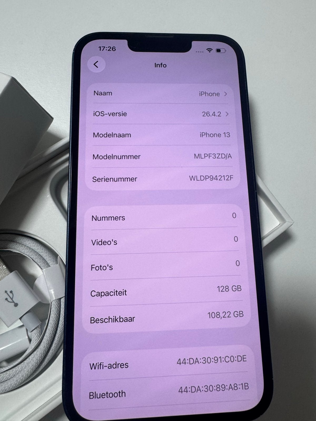 Apple iPhone 13 128GB Middernacht Zwart - Zo goed als nieuw, 128 GB, Zwart, IPhone 13, Ophalen of Verzenden