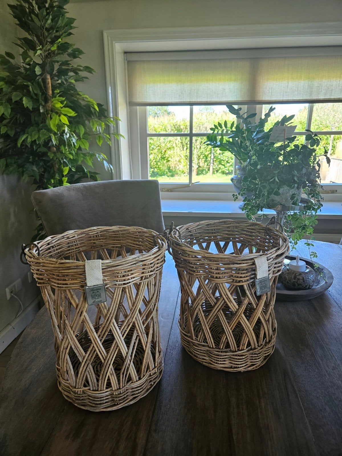 Riviera Maison hang manden ratan, Huis en Inrichting, Woonaccessoires | Schalen en Manden, Gevlochten, Mand, Rond, Ophalen of Verzenden