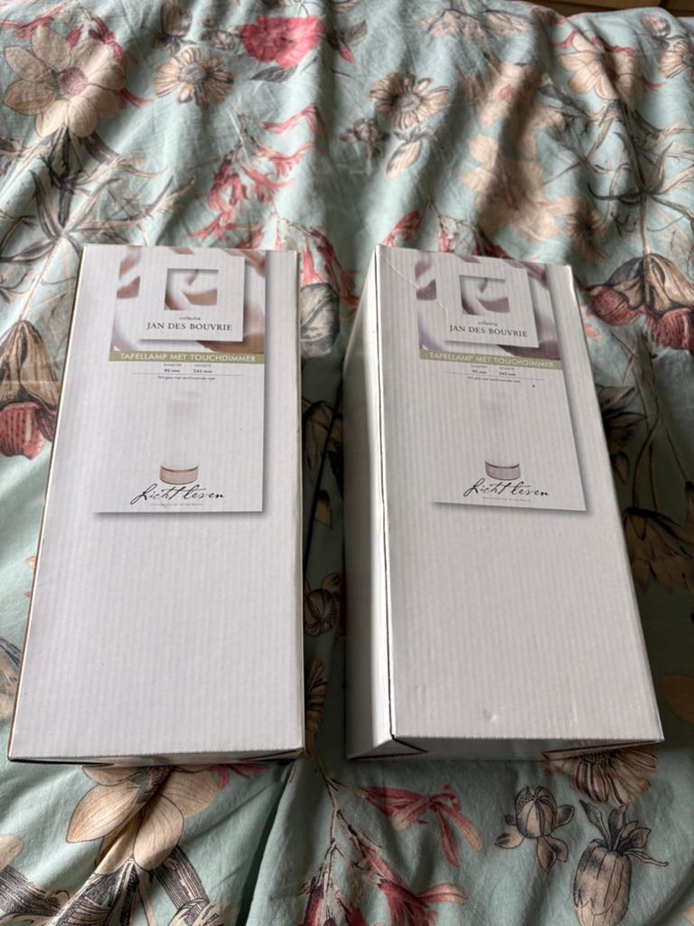 2 stuks, Jan Des Bouvrie Tafellamp met Touchdimmer, Huis en Inrichting, Ophalen of Verzenden, Zo goed als nieuw, Overige materialen