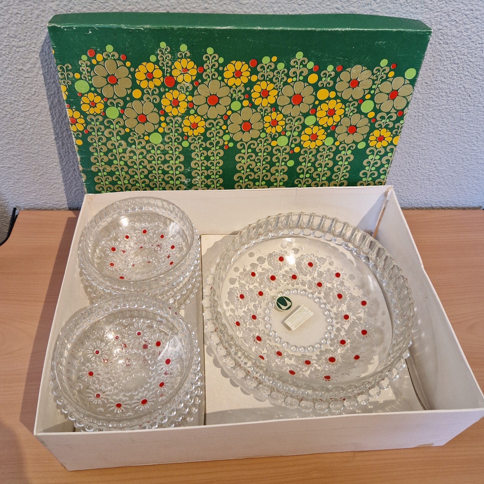 Walther kristalglas, 7-delige vintage dessert set Fabiola, Huis en Inrichting, Keuken | Servies, Gebruikt, Overige merken, Ophalen of Verzenden