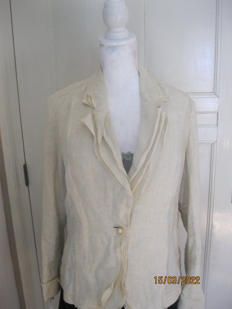 Sophia Pigozzi linnen jasje:mt 40, Maat 38/40 (M), Sophia Pigozzi, Beige, Ophalen of Verzenden