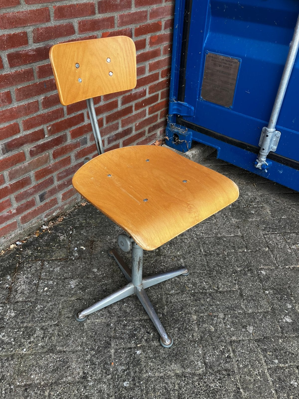 Vintage Arend atelier werkbankkruk, Ophalen, Gebruikt, Bruin, Eén