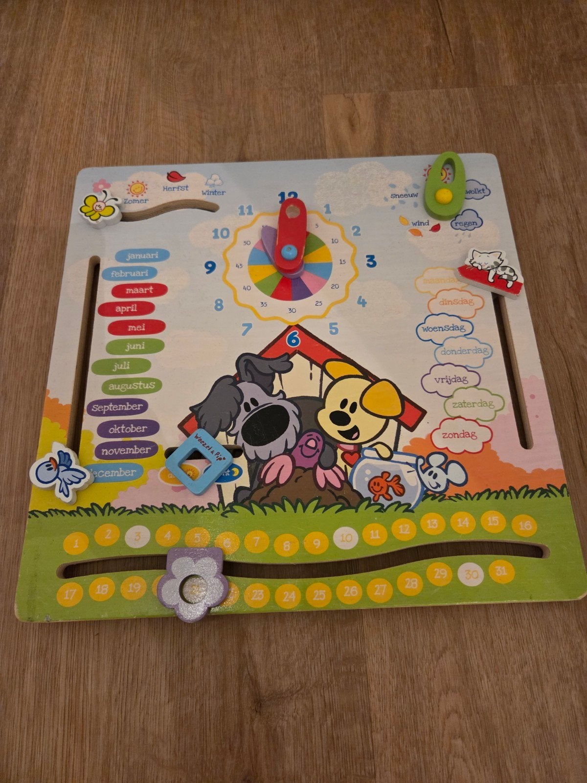Houten educatief bord van Woezel en Pip, Ophalen, Gebruikt, Rekenen