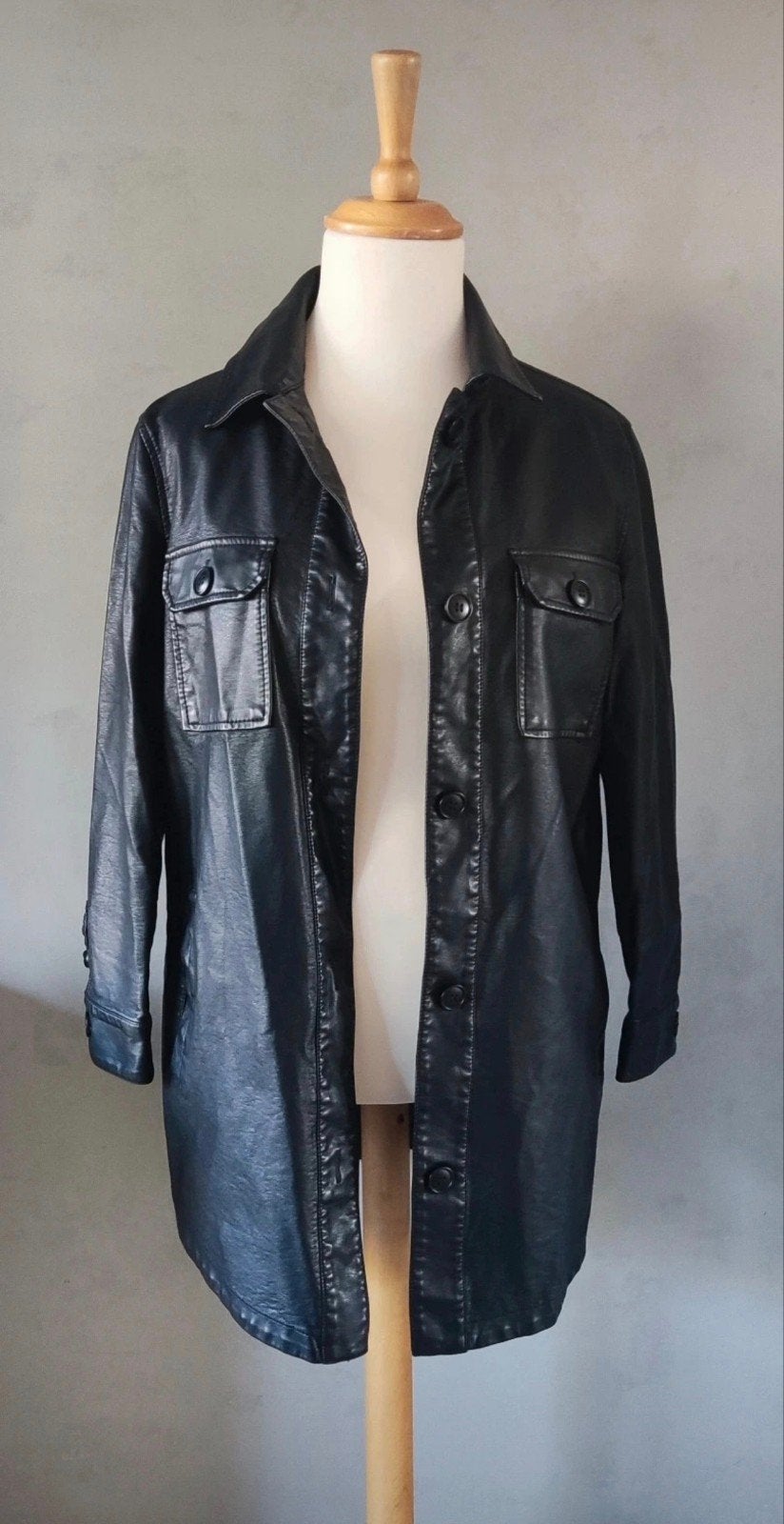 Costes zwarte faux leather jas/shacket maat M-L, Maat 38/40 (M), Zwart, Ophalen of Verzenden, Zo goed als nieuw