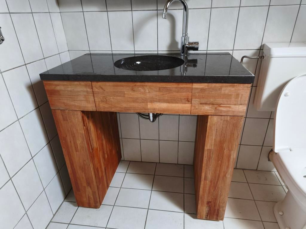 Teak & Living Raster badmeubelset 90x50cm met wastafel, Ophalen of Verzenden