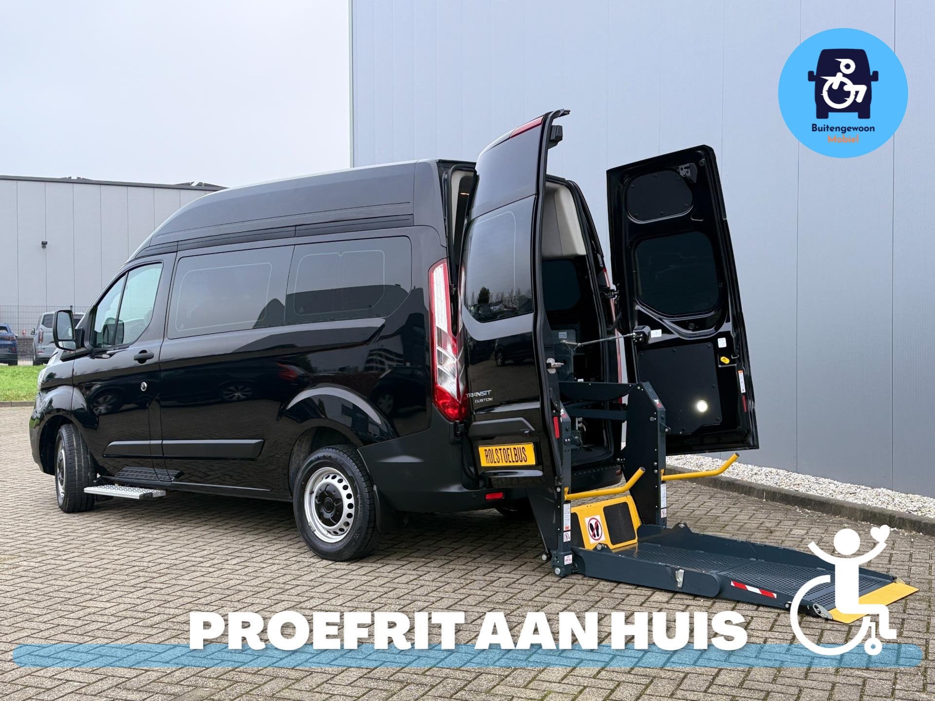 Ford Transit Custom Zelfrijder 2020 Rolstoelbus Automaat (Ai, Auto's, Bestelauto's, 12 maanden, Zwart, 4 cilinders, Zwart