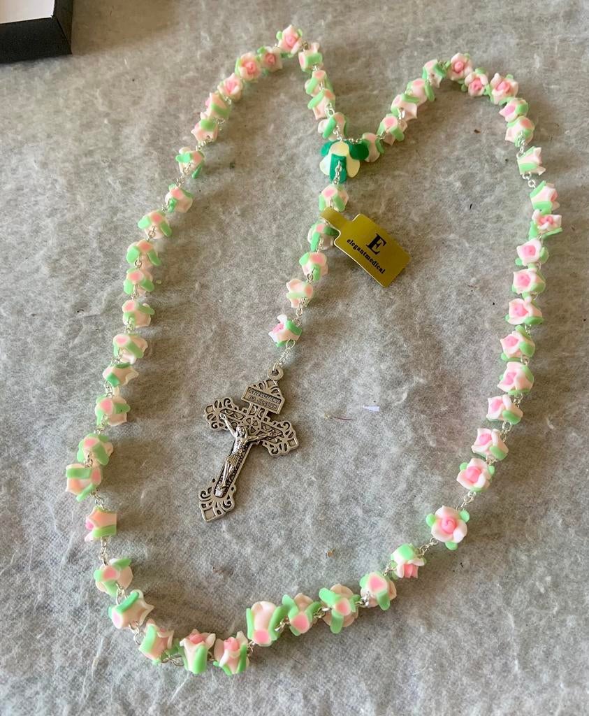 Handgemaakt Jezus ketting rozenkrans bloemen Nazarenus Jesus, Verzamelen, Ophalen of Verzenden, Nieuw, Sieraad, Christendom | Katholiek
