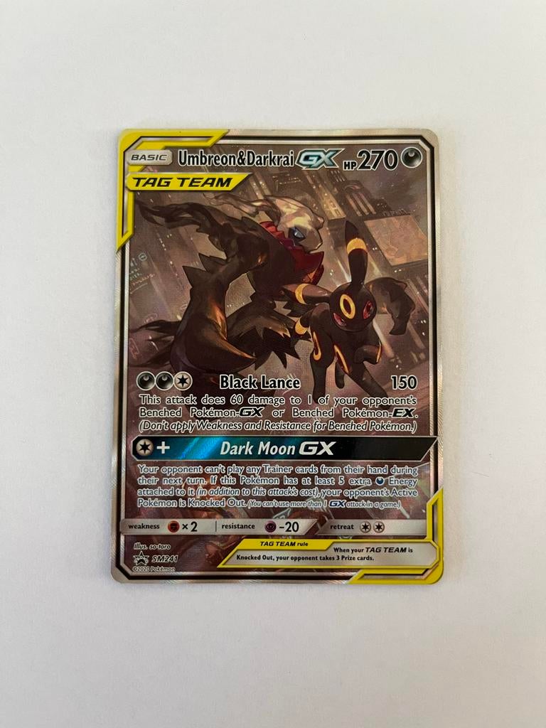 Pokémon kaart Umbreon & Darkrai GX, Ophalen of Verzenden, Zo goed als nieuw, Losse kaart, Foil