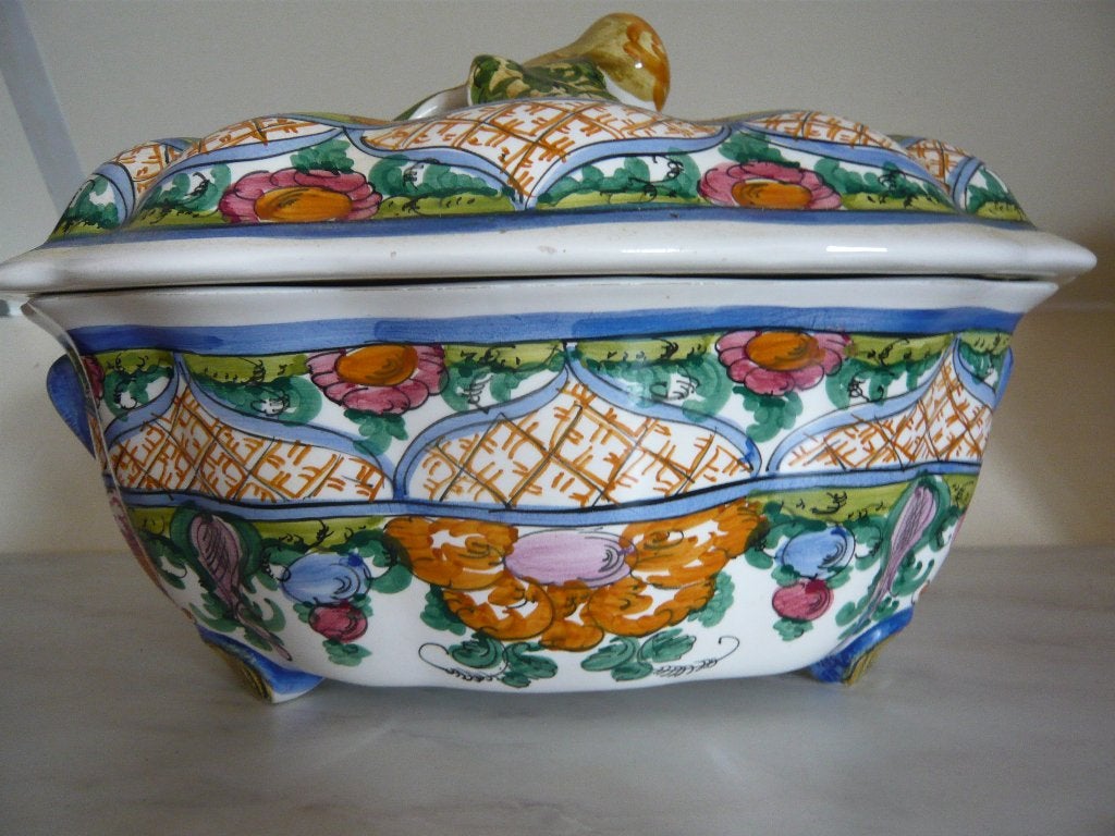 Griekse terrine dekschaal fruitschaal van 1985 25x27x20 cm, Ophalen