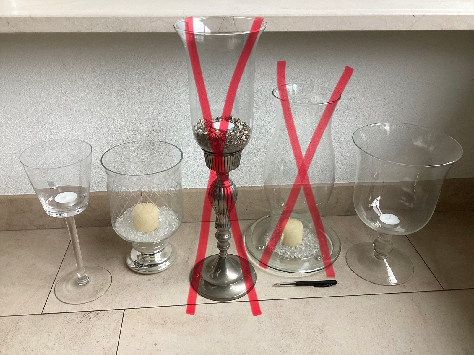 Windlichten en grote/middelgrote glazen vazen, Ophalen of Verzenden, Zo goed als nieuw