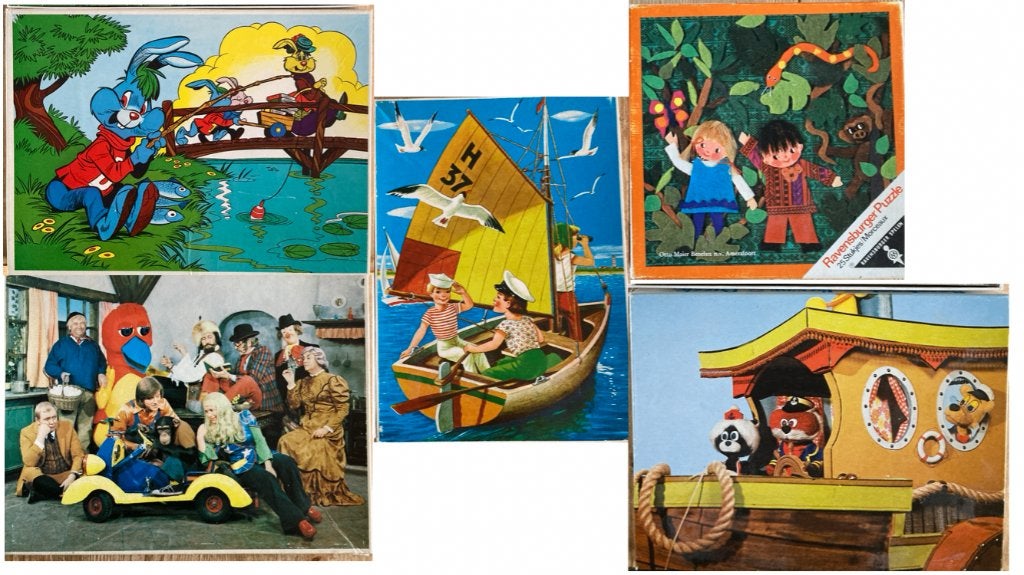 5 vintage puzzels uit de jaren ‘70 samen, Ophalen of Verzenden, 10 tot 50 stukjes, Gebruikt, 4 tot 6 jaar