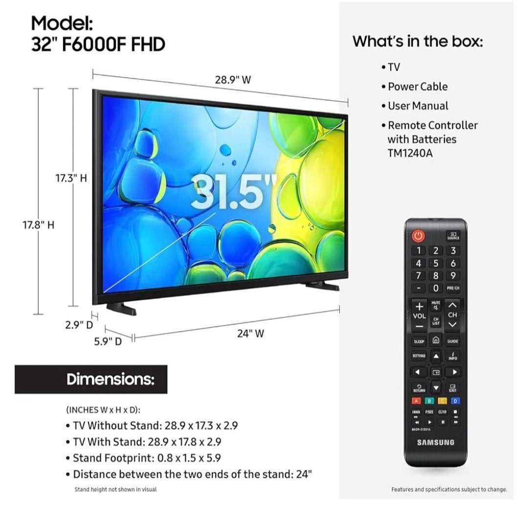 Samsung 32" FHD Smart F6000F (2025), Ophalen, LED, 50 Hz, Nieuw