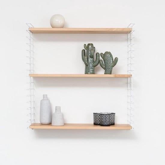 8 keer Tomado wandrek / boekenrek wit met houtkleur planken, Ophalen, Zo goed als nieuw
