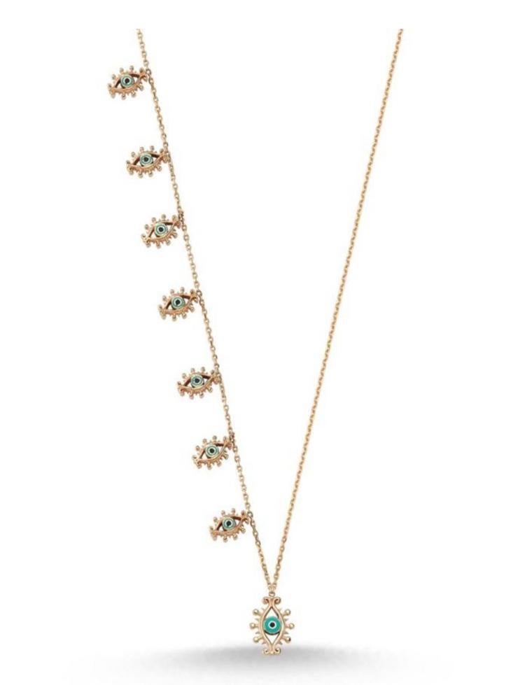 design multi evil eye Rose Gold necklace 14 carat /4.57 Gram, Ophalen of Verzenden, Nieuw, Overige materialen