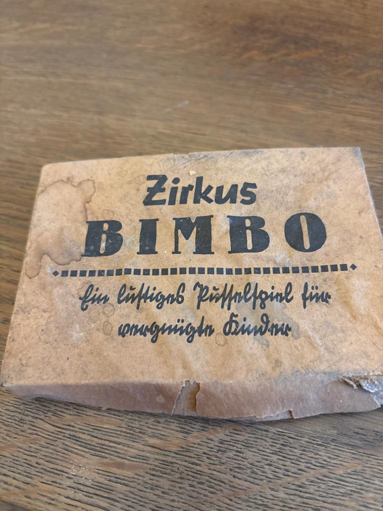 Vintage circus Bimbo doosje  - oud speelgoed, Verzamelen, Ophalen of Verzenden, Gebruikt