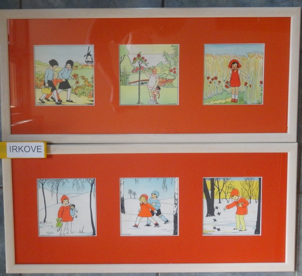 2 X EEN DRIELUIK VAN RIE CRAMER * VINTAGE * Mooi Ingelijst *, Ophalen of Verzenden, Zo goed als nieuw, Ingelijst, Wanddecoratie