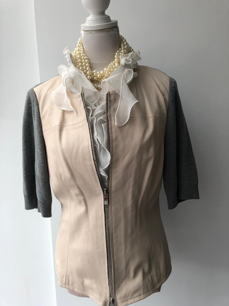 Nieuw Arma vest jasje leder beige grijs 40 42 l xl, Verzenden, Nieuw, Maat 42/44 (L), Beige