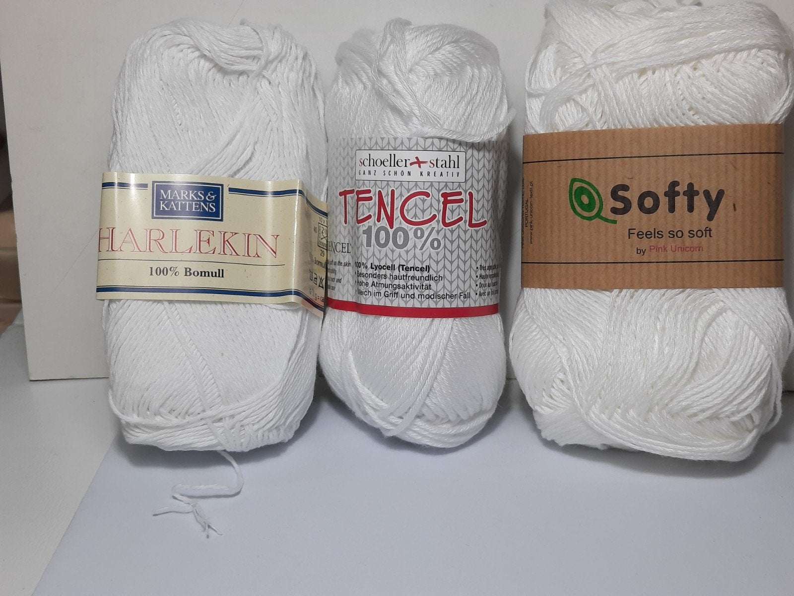 Diverse Witte Garens: Harlekin, Tencel, Softy Katoen/Tencel, Ophalen of Verzenden, Nieuw, Breien of Haken, Wol of Garen