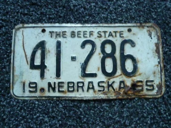 Kentekenplaat licenseplate Nebraska The Beef State 1965 USA, Verzenden, Gebruikt, Auto's