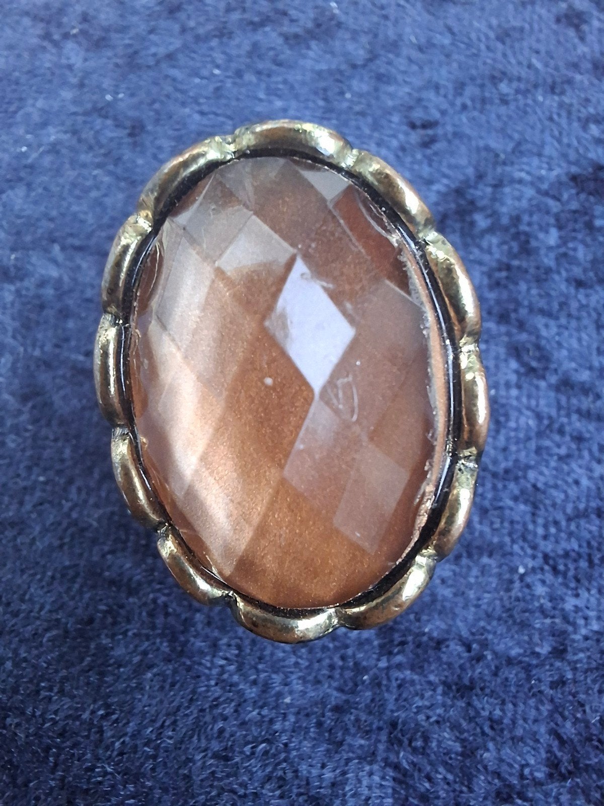 bronzen vintage ring grote steen, Sieraden, Tassen en Uiterlijk, Ringen, Ophalen, Overige materialen, Bruin, 17 tot 18