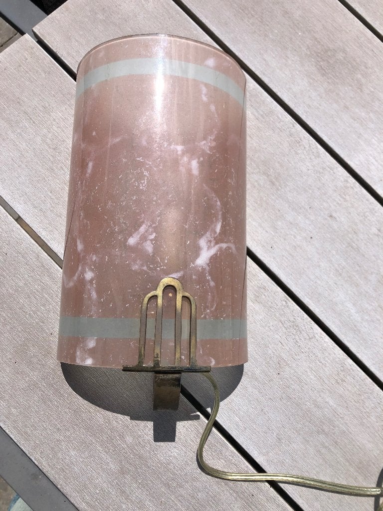 Art Deco wandlamp - roze gemarmerd glas (murano), Antiek en Kunst, Ophalen of Verzenden