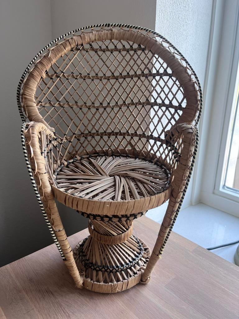 Miniatuur Rotan Pauwenstoel - Decoratief Item, Ophalen, Overige kleuren, Riet of Rotan, Zo goed als nieuw