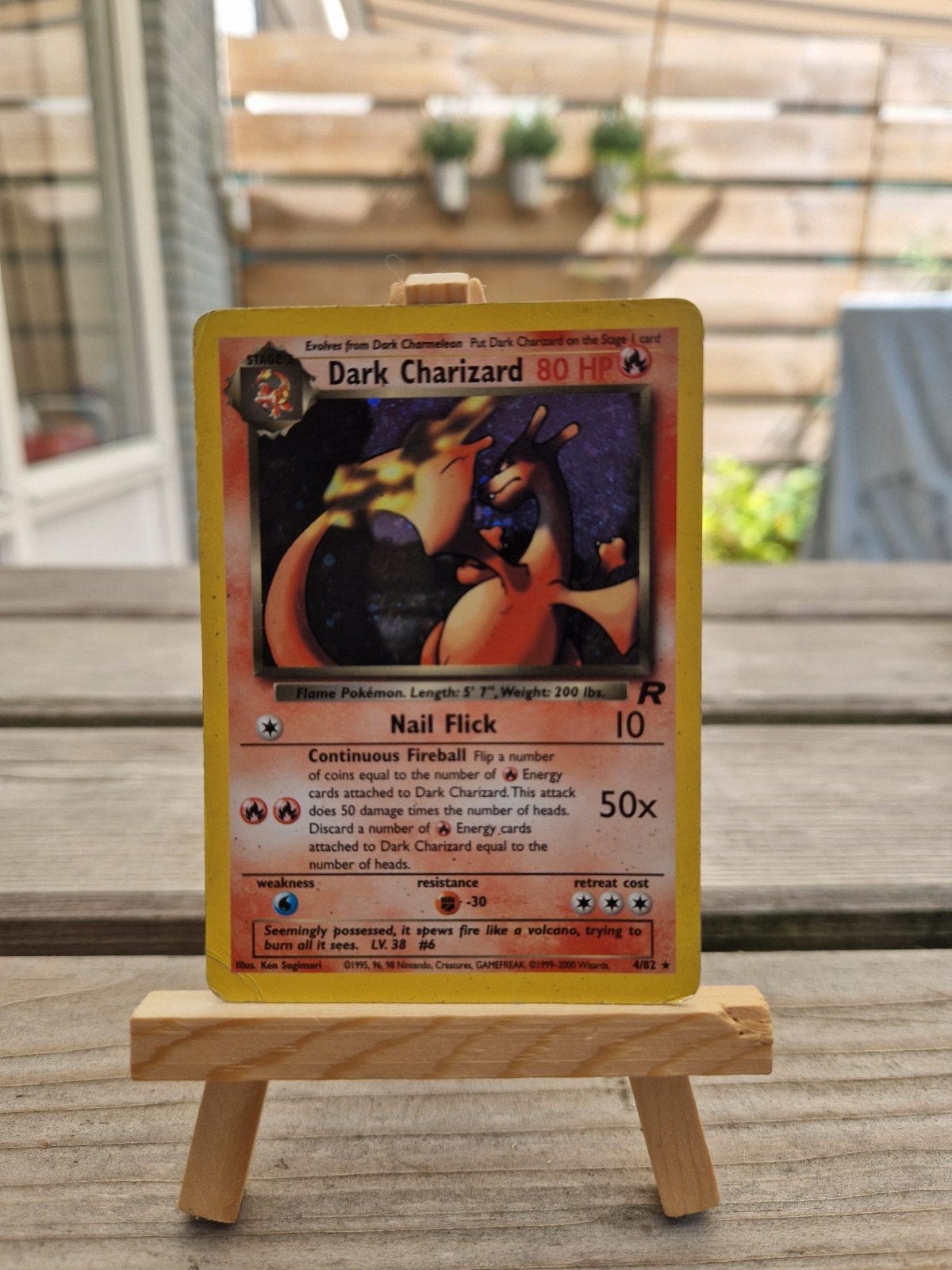 Dark Charizard 4/82 - Team Rocket Holo (26 jaar oud!), Ophalen of Verzenden, Gebruikt, Losse kaart