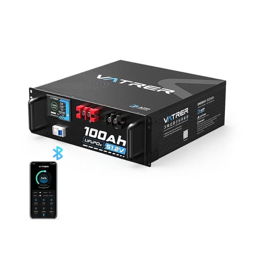 Vatrer 51.2V 100Ah LiFePO4 ServerRack Lithium Accu Bluetooth, Vatrer, Vatrer, Nieuw, Ophalen of Verzenden