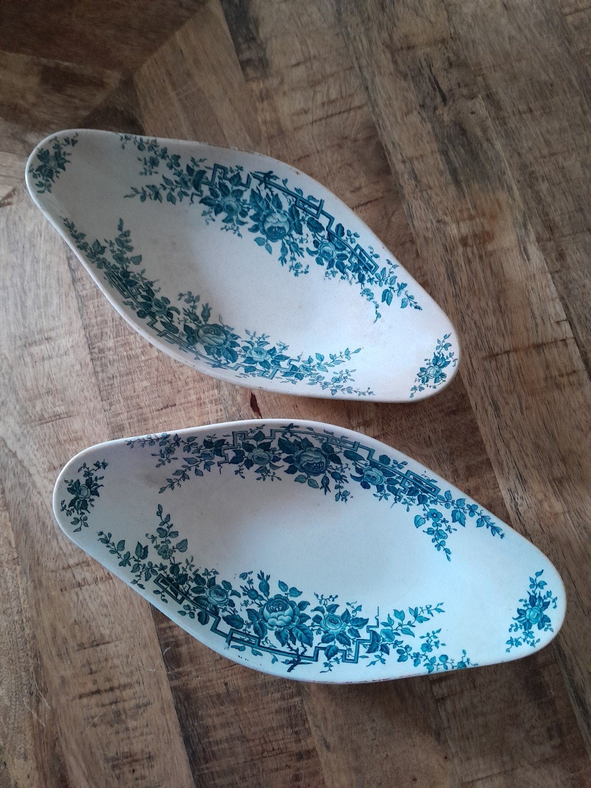 Set van 2 antieke Badonviller schaaltjes met bloemmotief, Ophalen of Verzenden