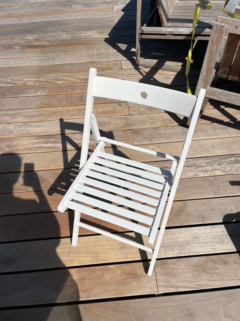 IKEA klapstoel Terje wit, Huis en Inrichting, Stoelen, Ophalen, Gebruikt, Wit, Vier