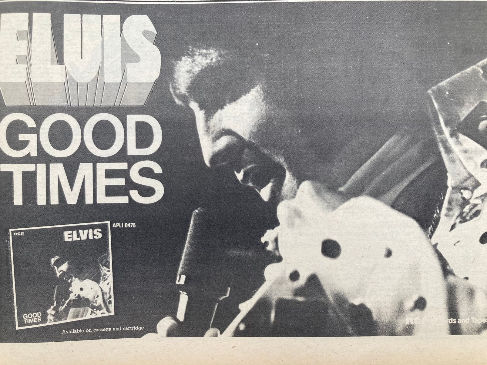 Paginagrote A4 advertentie ELVIS PRESLEY Good Times release, Verzamelen, Ophalen of Verzenden, Zo goed als nieuw, A4 of kleiner
