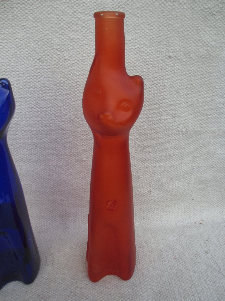 2x Vintage "Katten fles" Happy Cat Moezel Riesling, Antiek en Kunst, Ophalen of Verzenden