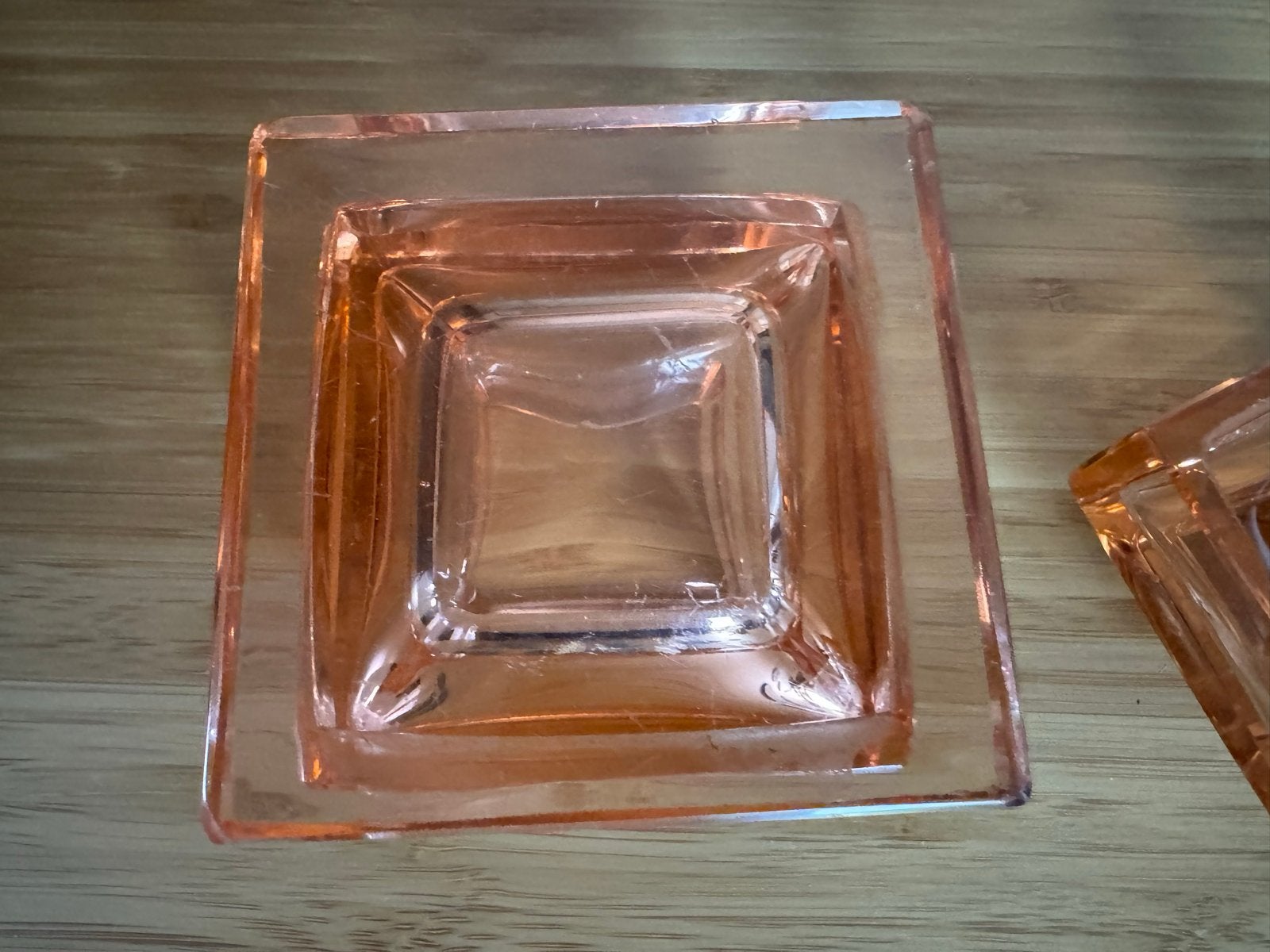 Vintage Roze Glazen Kandelaar Set (2 stuks), Antiek en Kunst, Antiek | Glas en Kristal, Ophalen of Verzenden