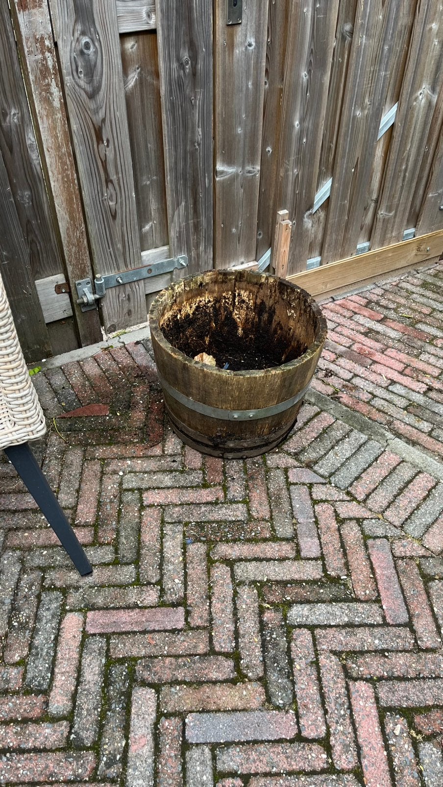 Bloempot van hout, Tuin en Terras, Ophalen, Minder dan 30 cm, Rond, Zo goed als nieuw