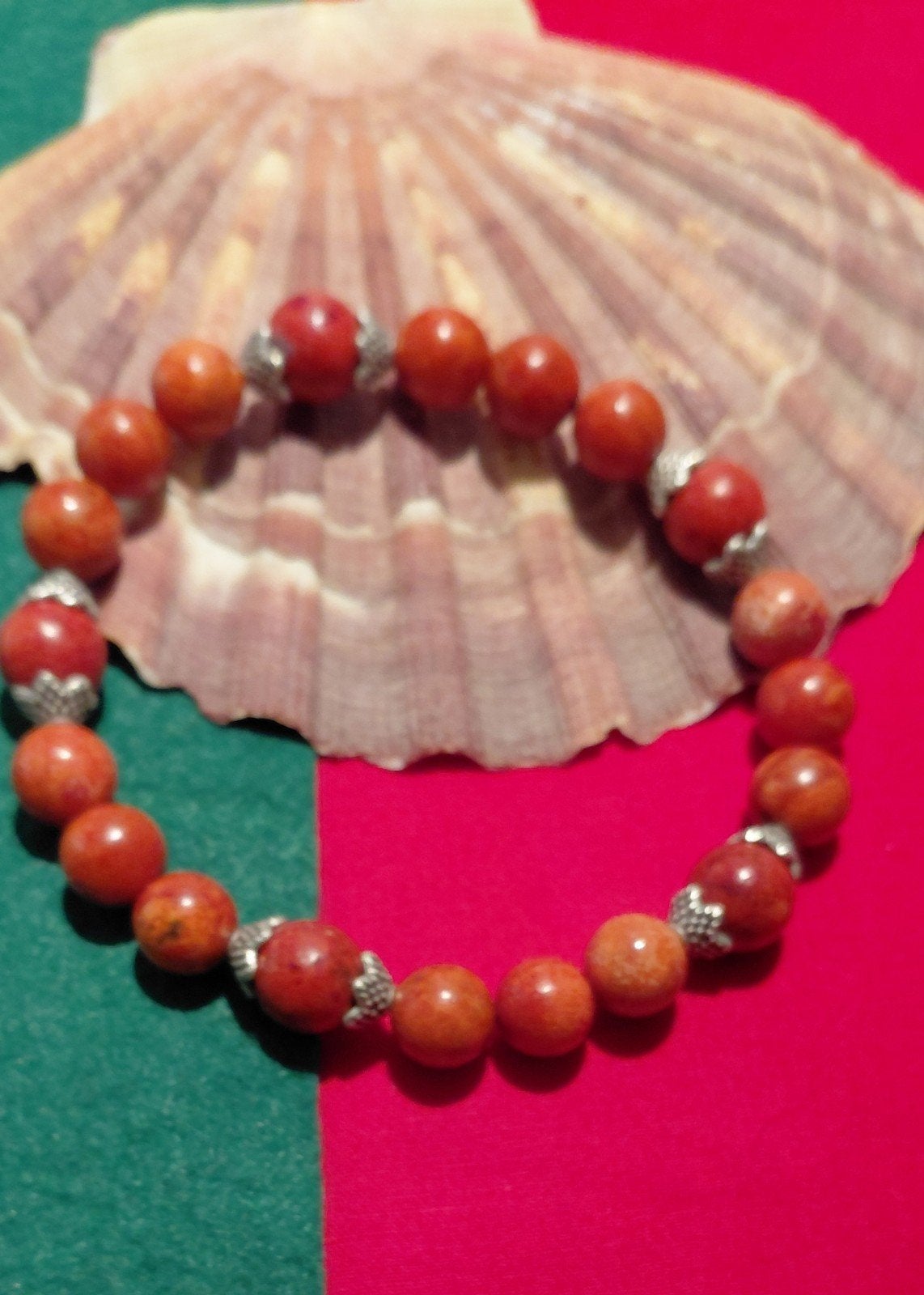 sponskoraal armband met accenten ,rekbaar  plm.20 cm, Overige materialen, Verzenden, Nieuw, Oranje