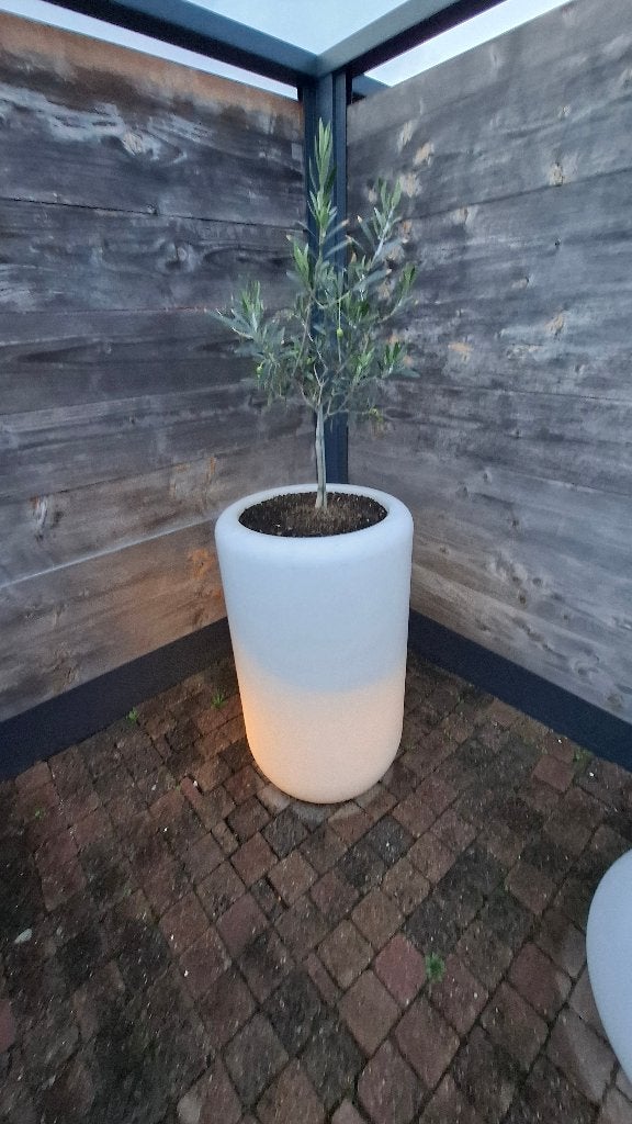 Grote lichtgevende witte design plantenbak, 90 cm hoog, Ophalen, Kunststof, 40 cm of meer, Rond