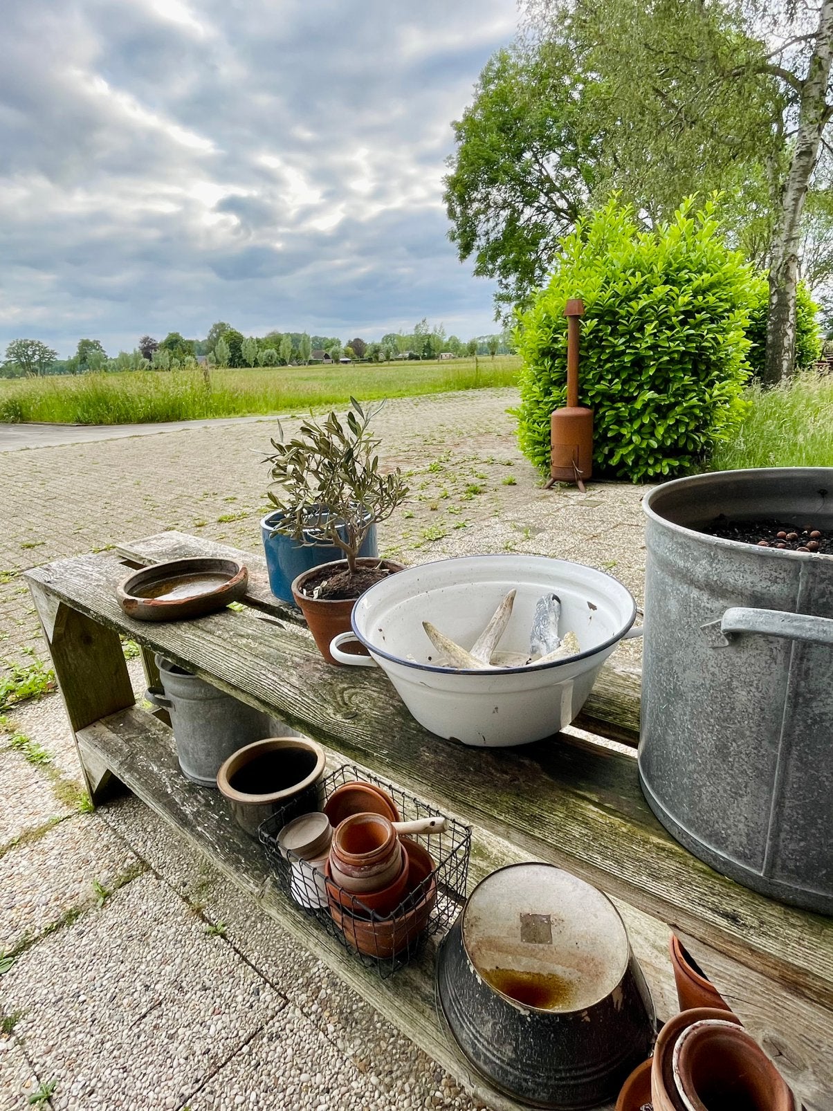 Gratis oppot / tuin / planten / hout / tafel, Ophalen, Gebruikt, Rechthoekig, Hout