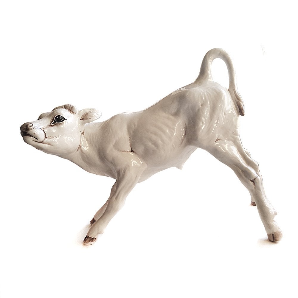 Large Italian Ronzan Ceramic Calf, 1950s, Antiek en Kunst, Ophalen of Verzenden, Zoogdier, Beeld, Europa