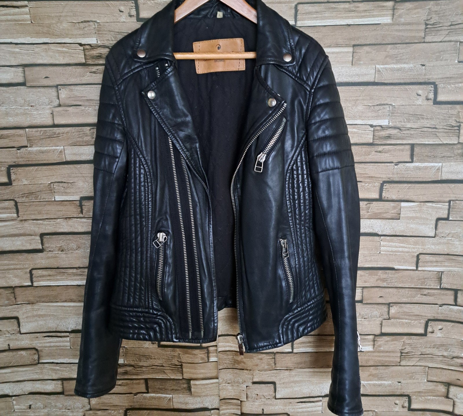 GOOSECRAFT zwart leren bikerjack, S. Zeer goede staat., Kleding | Dames, Goosecraft, Verzenden, Zwart, Maat 36 (S)