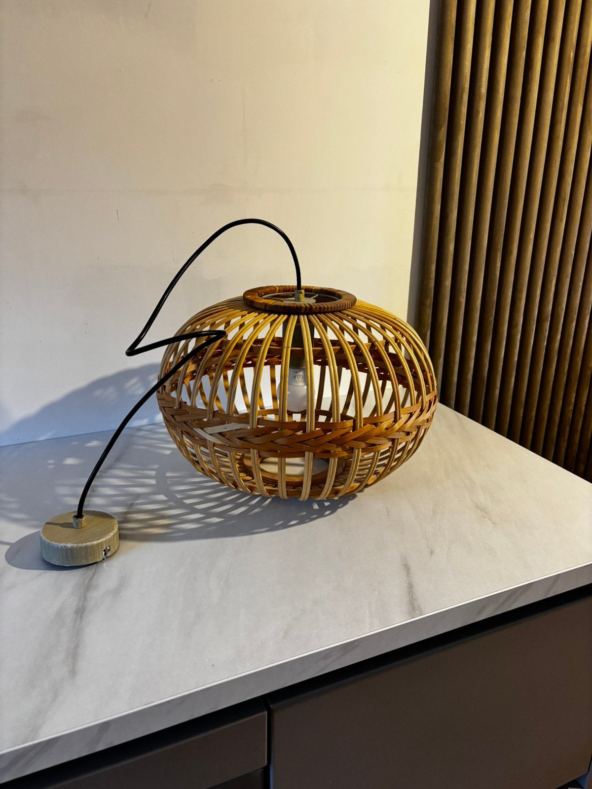 Rotan lamp, Ophalen, Zo goed als nieuw, Rond, Riet