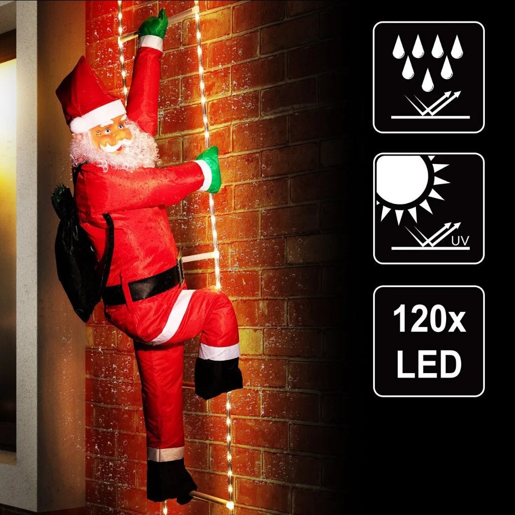 Kerstman Op ladder. & Prachtige Led-Verlichting. 240cm & RC., Ophalen of Verzenden, Nieuw