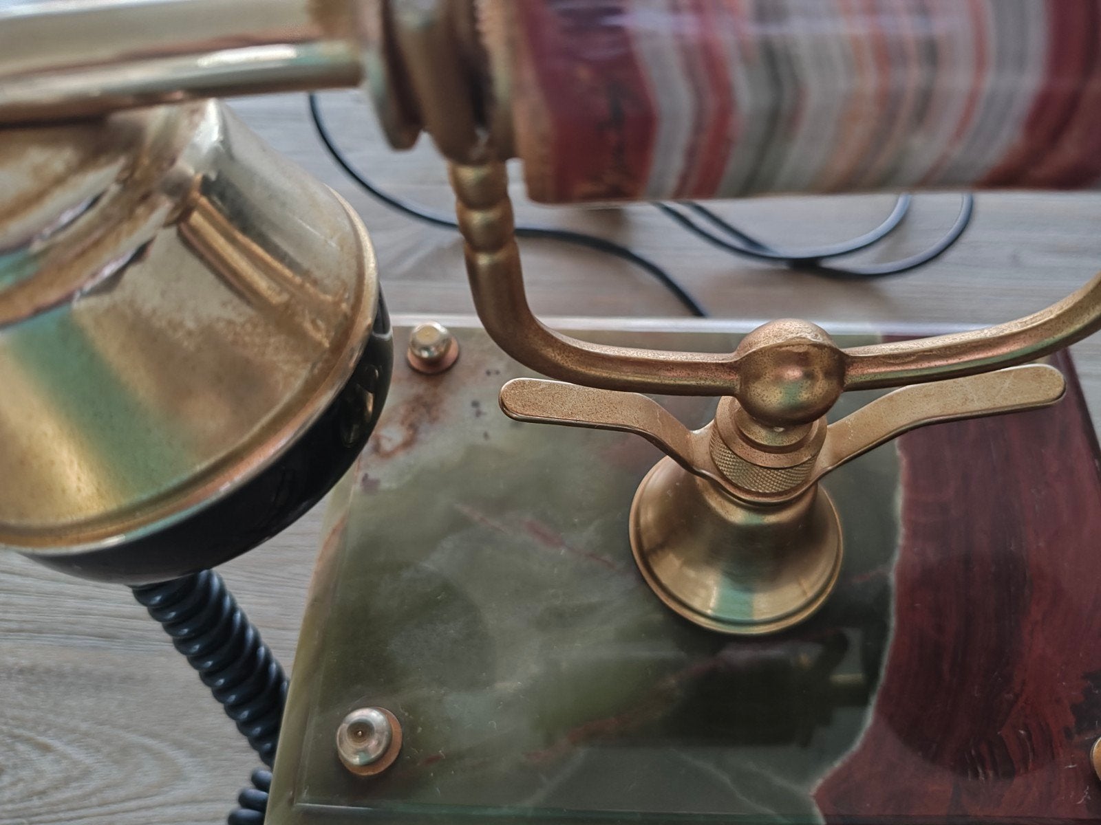 Antieke Telefoon met Draaischijf - Marmer en Messing, Antiek en Kunst, Ophalen of Verzenden