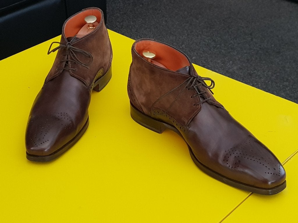 Nieuw Santoni half hoog schoenen met bruine kleur maat 41, Bruin, Nieuw, Ophalen of Verzenden, Veterschoenen