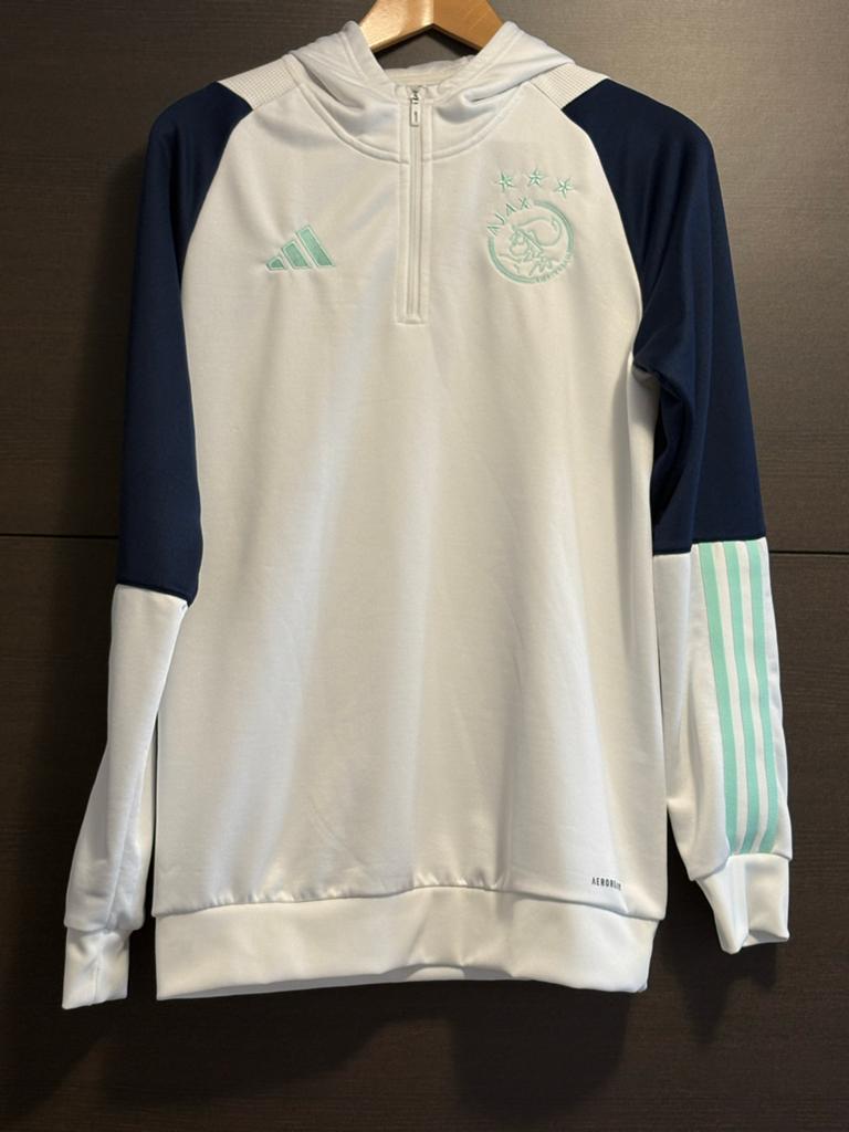 Ajax Adidas Trainingshoodie Wit/Blauw - Maat S, Wit, Nieuw, Ophalen of Verzenden, Voetbal