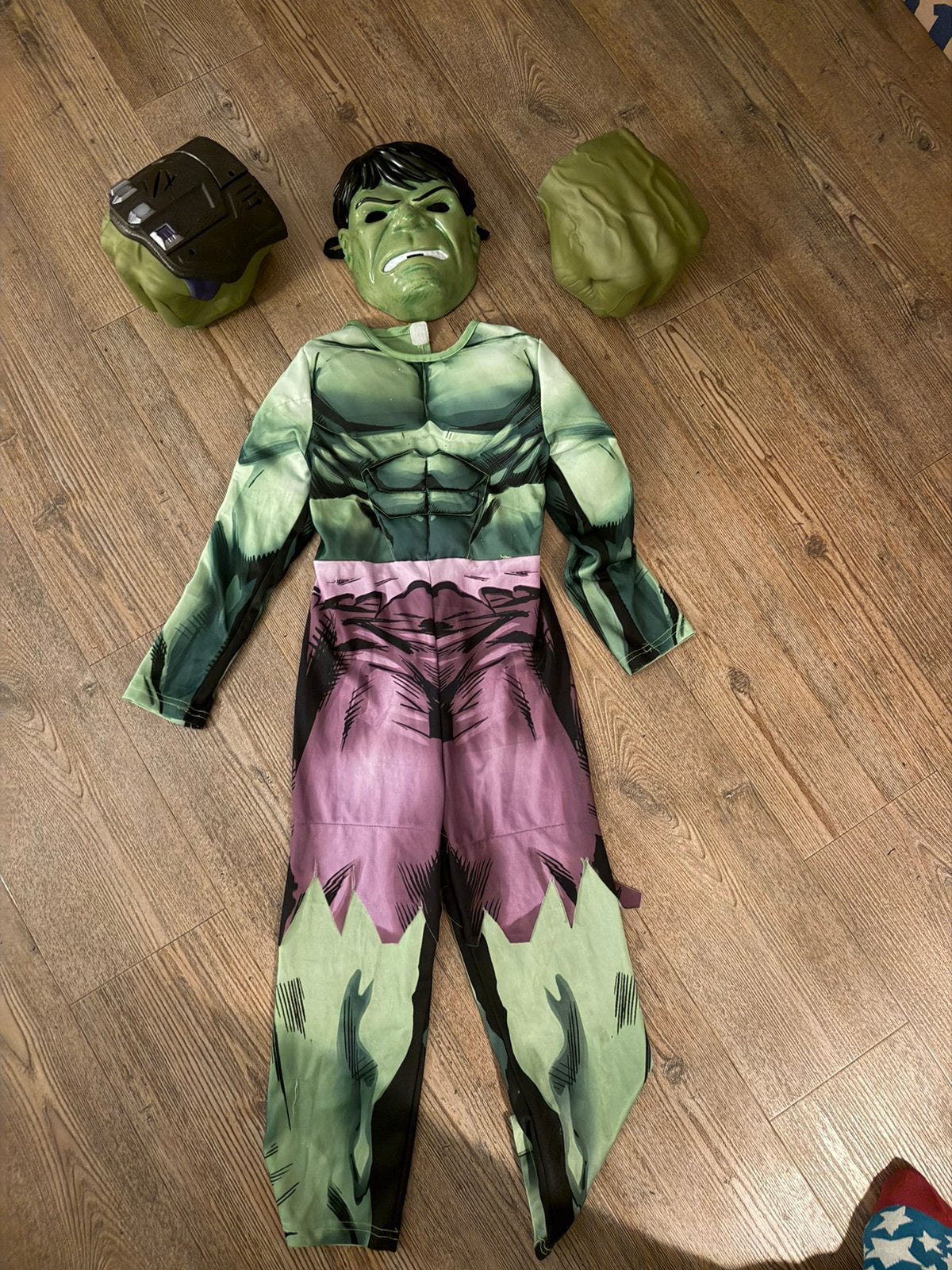 Hulk verkleedpak 7-8 jaar, Ophalen of Verzenden, Zo goed als nieuw, Jongen of Meisje