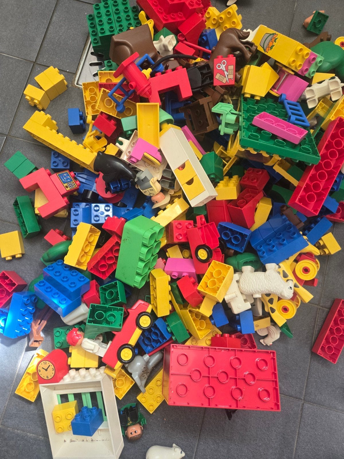 Grote zak DUPLO met diverse bouwblokken en figuren jaren '90, Ophalen of Verzenden, Zo goed als nieuw, Overige merken
