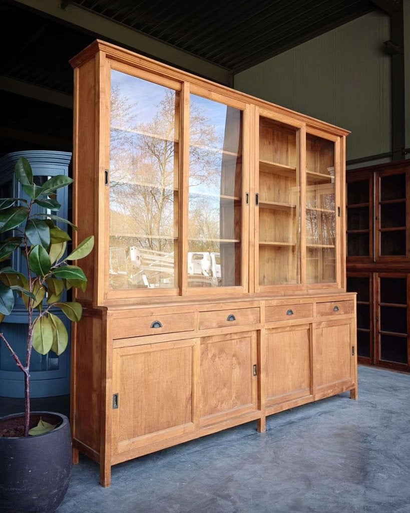 Brede Teak Buffetkast | Winkelkast Schuifdeuren | Teak #0639, Niet ingevuld, Niet ingevuld, Ophalen of Verzenden, Teakhout
