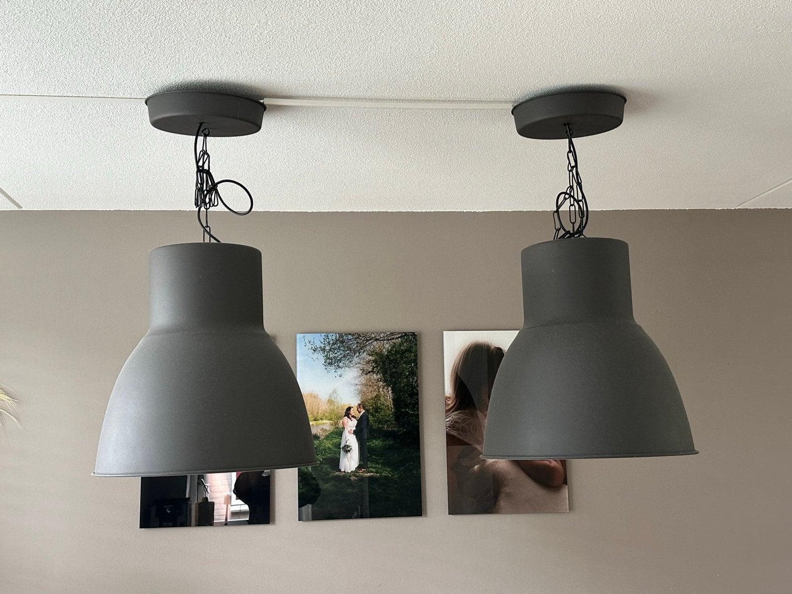 Ikea Hektar hanglampen donkergrijs 47cm, Ophalen, Gebruikt, Metaal, 50 tot 75 cm