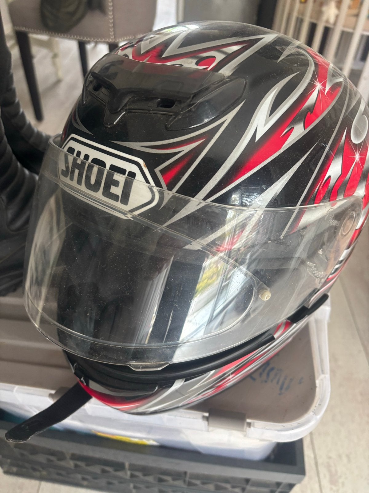 Shoei Integraalhelm - Zwart/Rood/Zilver, Ophalen, XS, Integraalhelm, Shoei