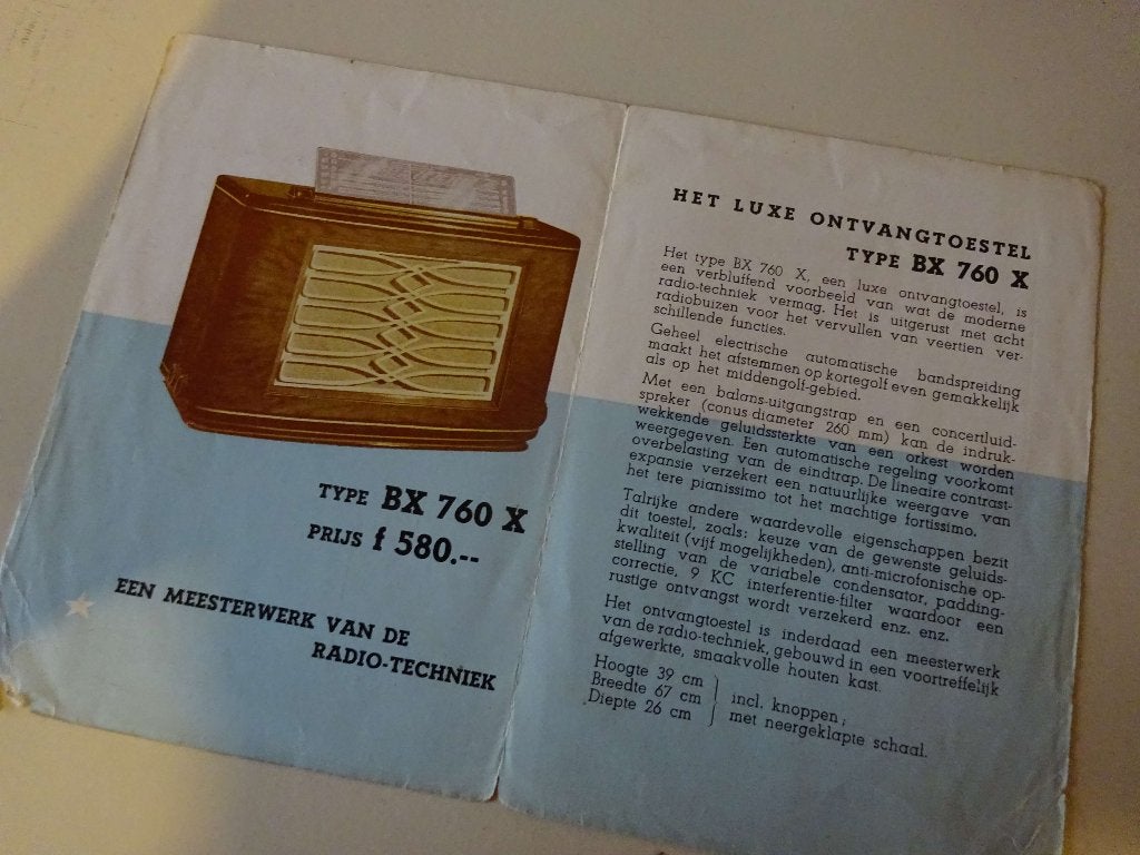 Philips radiofolders, catalogus, BX760x, BX560X, Bi-Ampli, Ophalen of Verzenden